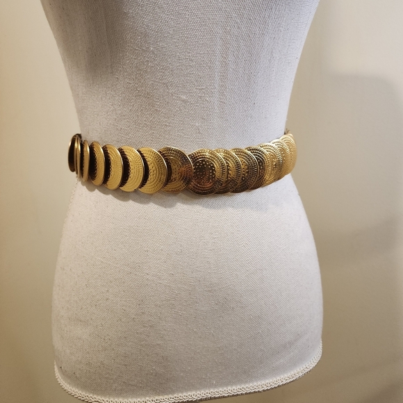 Gold Tone Women's Vintage  Disc Elastic Statement Belt OS - Picture 7 of 7